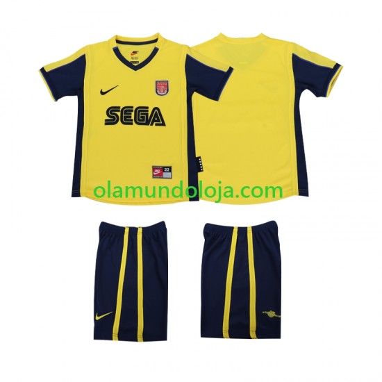 Camisola Arsenal 2000 2001 Retro Criança Equipamento Segundo Manga Curta